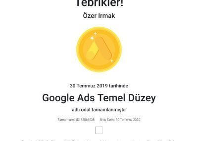 Google ADS Temel Düzey Sertifikası